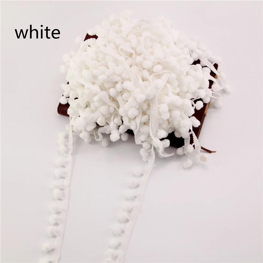 40 ярдов/партия Кружевное бальное лента с бахромой помпонами белые помпоны
