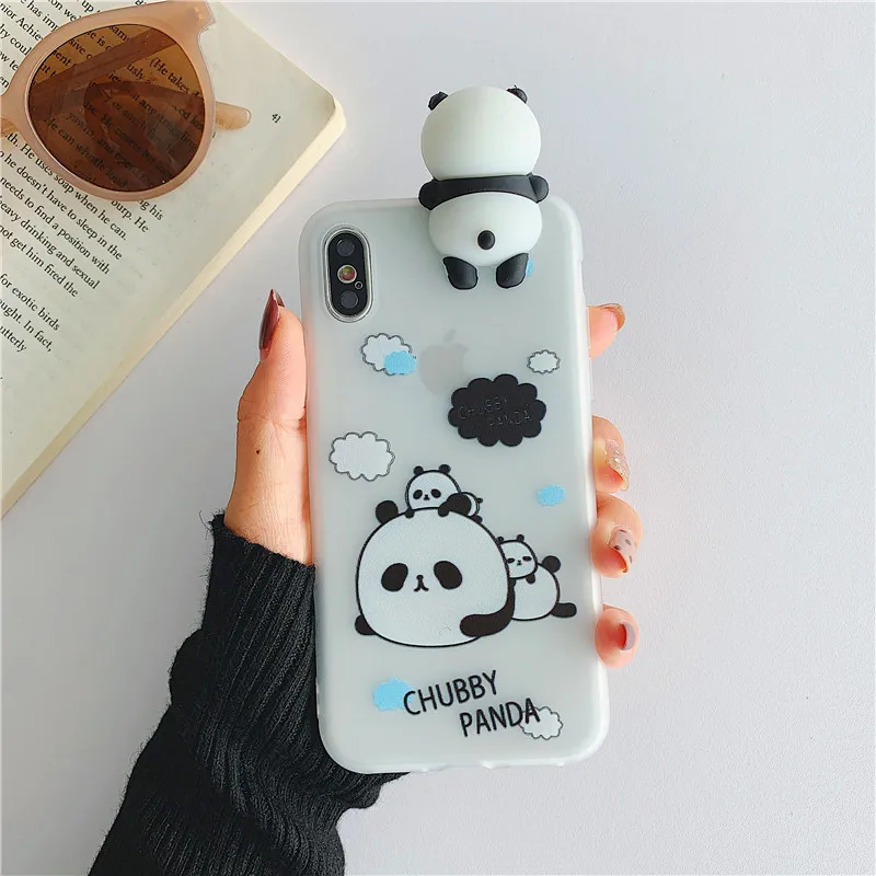 Cute Stand China Panda Case For iPhone X XR XS MAX 11 11pro 6 7 8 Plus Back Phone Cover Cartoon soft tpu cases |