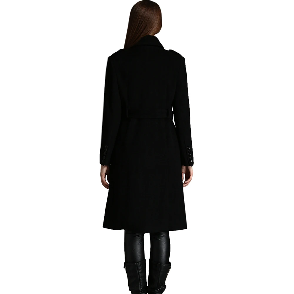 Женское шерстяное пальто ESCALIER длинное двубортное с поясом и карманами верхняя