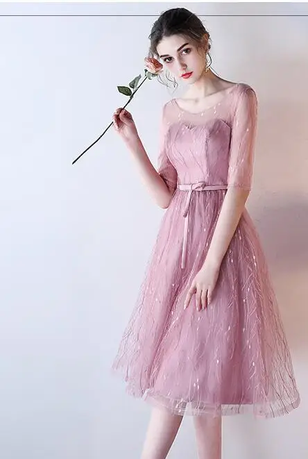 Короткое платье подружки невесты Beauty Emily недорогие платья трапециевидной формы