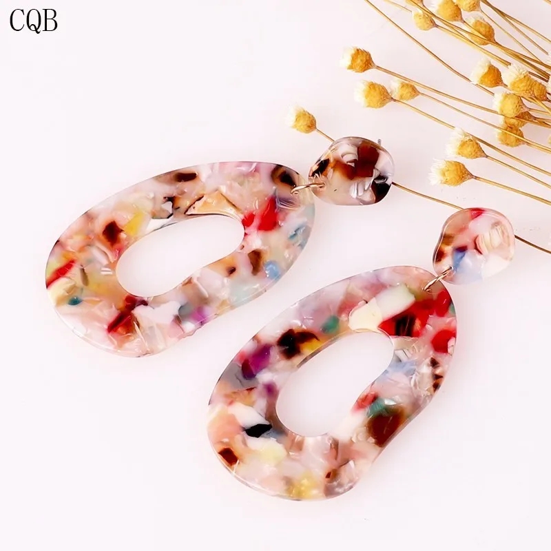 

Acrylic earrings for women resin bohemian geometric neon green korean fashion statement jewelry dangle 2019 trendy wholesale cc