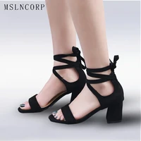 plus size 34 46 new women sandals gladiator thick high heels summer fashion sexy open toe lace up ankle strap dress party shoes