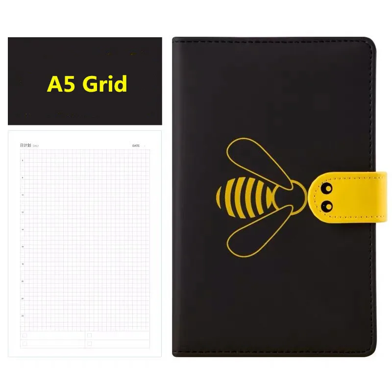 A5 A6 Kawaii Bee креативный блокнот Граффити Блокнот из искусственной кожи пустая сетка записная книжка-дневник записная книжка в подарок посылка - Цвет: J