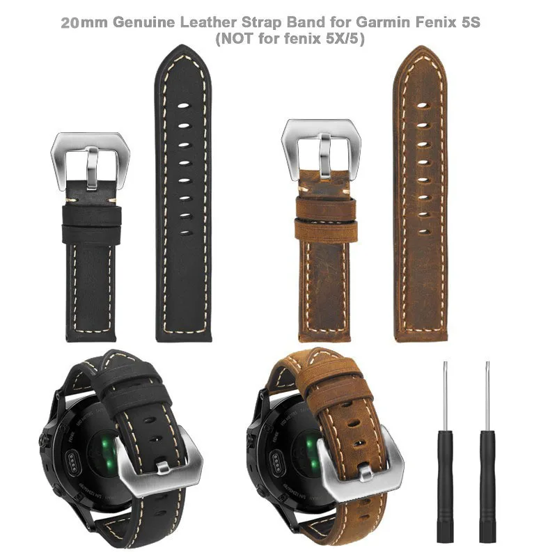 YOOSIDE 20 мм ремешок из натуральной кожи для умных часов браслет Garmin Fenix 5S/Fenix 5S Plus (не