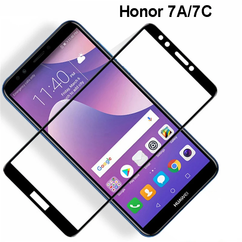 Y5 Y6 Prime 2018 Full Cover Screen Glass Film For Huawei Honor 7A 7C Pro AUM-L41 AUM-L29 DUA-L22 Protector Tempered | Мобильные