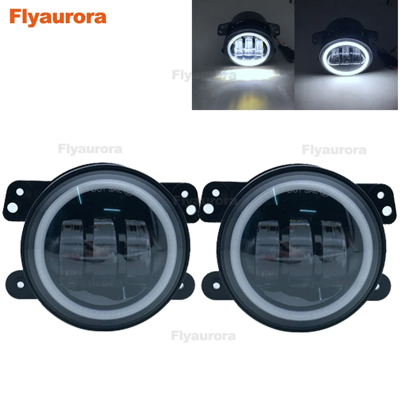 Flyaurora forJeep Wrangler JK TJ 7 дюймов H4 фары головного света с 4 дюйма круглый светодиодный
