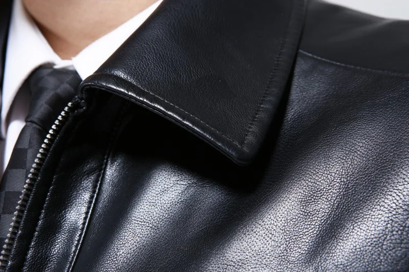 

19 Autumn men's leather Coat Man Spring and Autumn Men Cloting Thin Leather jacket Coat