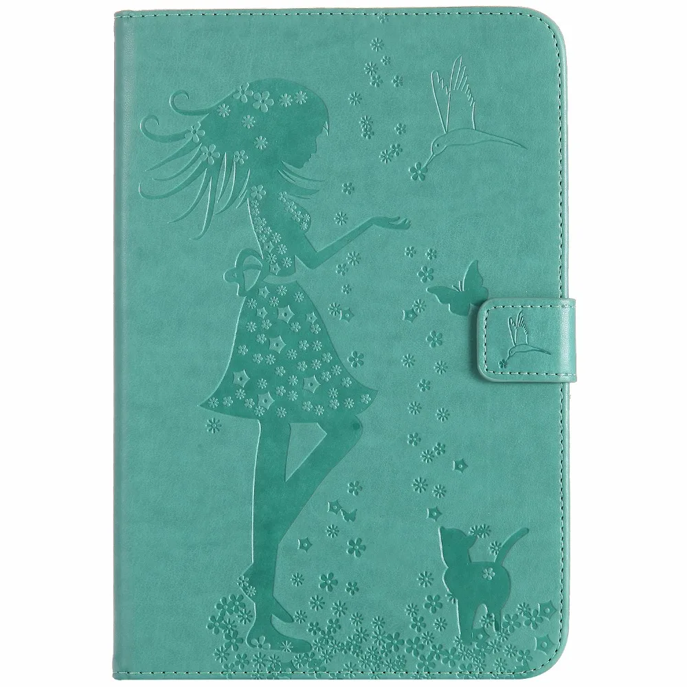 Для Funda iPad Mini 4 чехол кот девушка тисненый PU кожаный с подставкой автоматическим