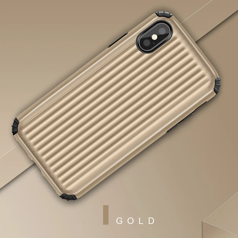 Rheinruby Classic Luggage Case For iPhone X XS XR Max 7 8 Plus 6 6S 2 in 1 Double Protection Suitcase Phone Cover Coque |