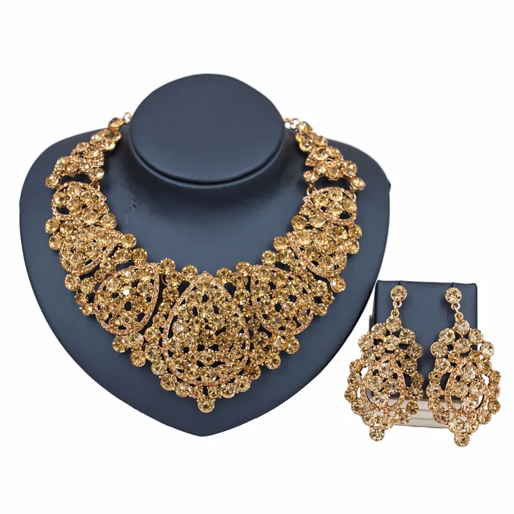 Изысканный комплект ювелирных изделий в Дубае роскошный золотой цвет
