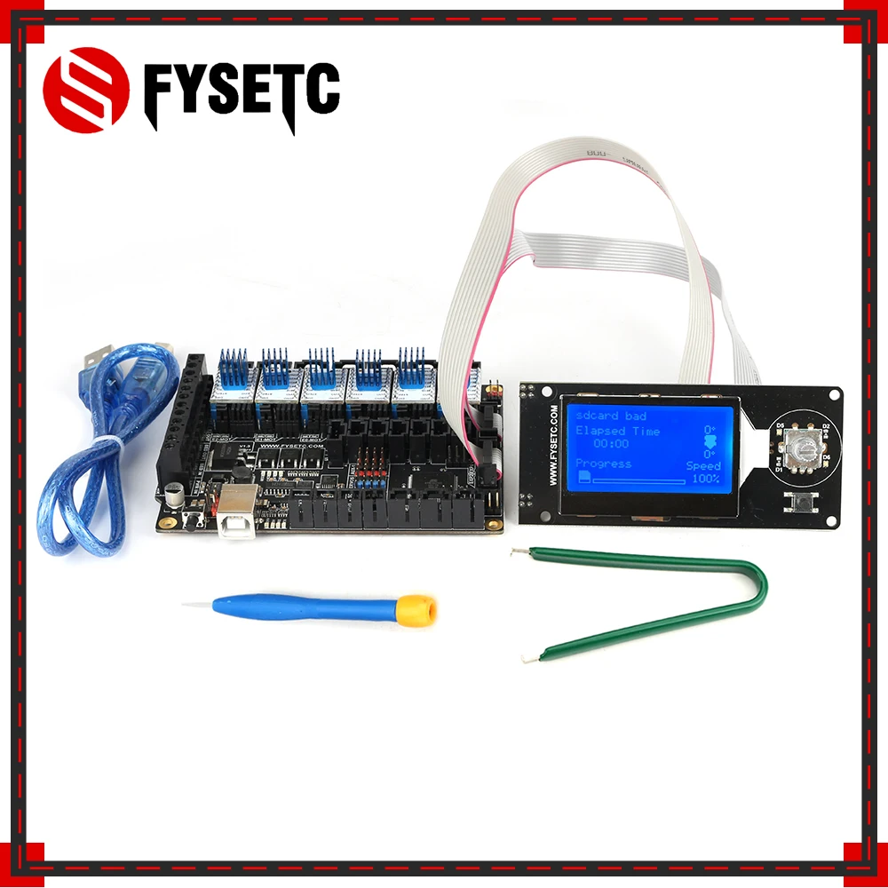 FYSETC F6 V1.3 ALL-in-one Mainboard + 6pcs TMC2100 V1.3 Supper Silence Stepper Motor Driver +MINI12864 LCD Display mini 12864