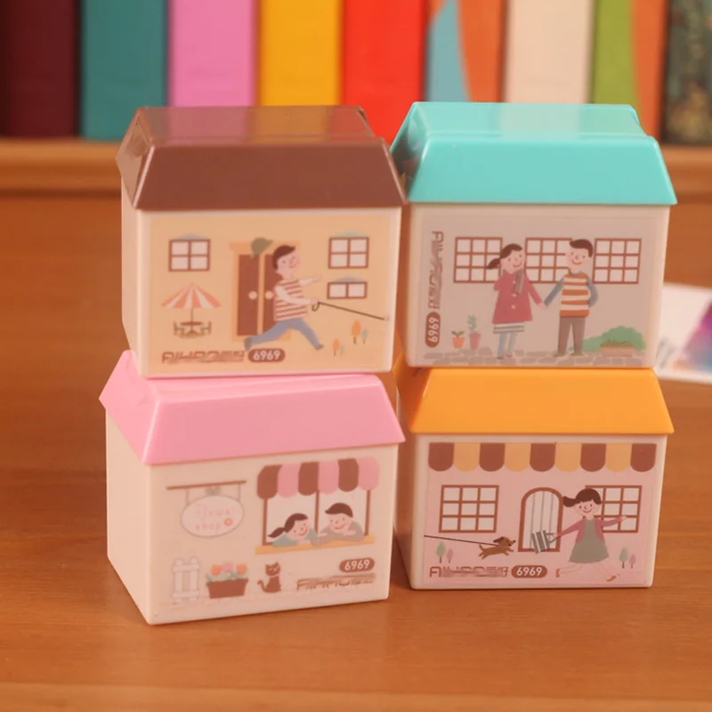 

stationery cartoon small house double hole pencil sharpener cute house pencil sharpener