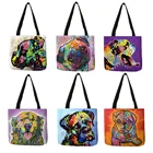Индивидуальная сумка-тоут с рисунком бульдога терьера с масляным рисунком, льняные многоразовые сумки для покупок, женские тканевые сумки с индивидуальным рисунком