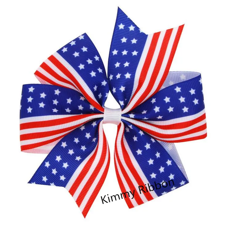 

100pcs Free shipping Patriotic American Flag Hair Bow Ribbon Pinwheel Bow