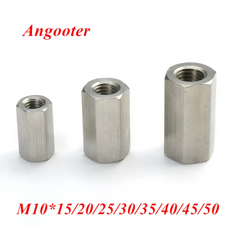 

1pcs Coupling Nut M10 Rod coupling Hex nut 304 stainless steel Long Hex Nut Connection Thread Nut M10x15/20/25/30/35/40/50