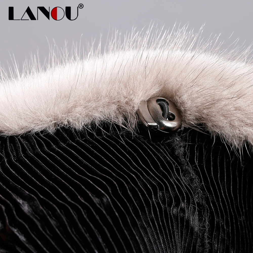 Для женщин зимние Шапки 100% натуральный норки Мех животных Шапка-бини с помпоном