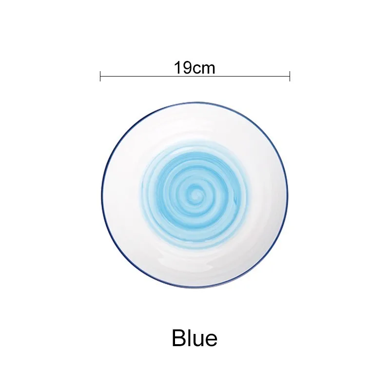 7.5inchblueplate Керамическая миска для супа, посуда, круглые фруктовые тарелки, десертное блюдо, поднос для конфет, простая и креативная Салатница Akuhome - Color: 7.5inchblueplate