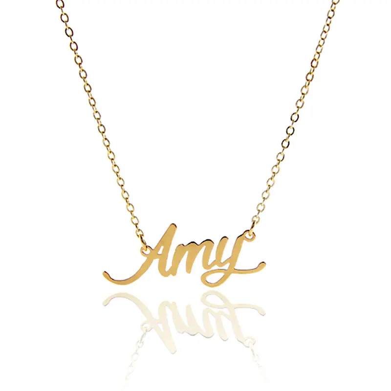 

Женское Ожерелье с именем Amy, цепочка из нержавеющей стали золотого цвета с буквами-инициалами, NL2391, кулон-табличка с именем