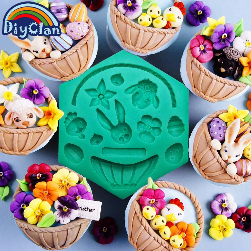Силиконовая форма для украшения торта Rabbit birds цветочная корзина животных кекса