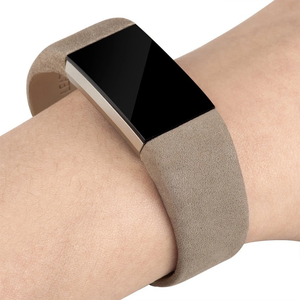 Сменный фитнес браслет Fitbit Charge 2 кожаный ремешок с пряжкой из нержавеющей стали