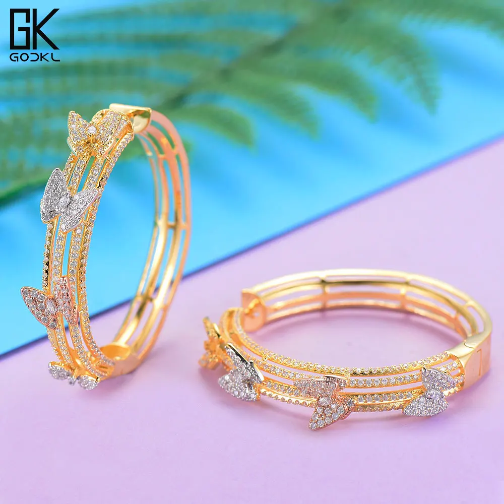 Женские серьги-кольца GODKI роскошные круглые с бабочкой и кубическим цирконием 2018