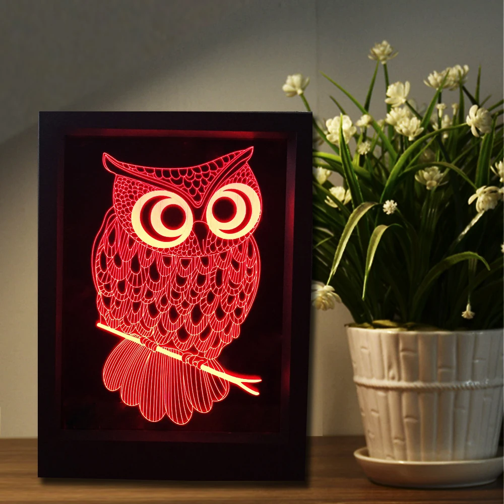 СОВА 3D Ночник RGB Переменчивый Настроение Лампы Светодиодные DC 5 В USB Декоративные