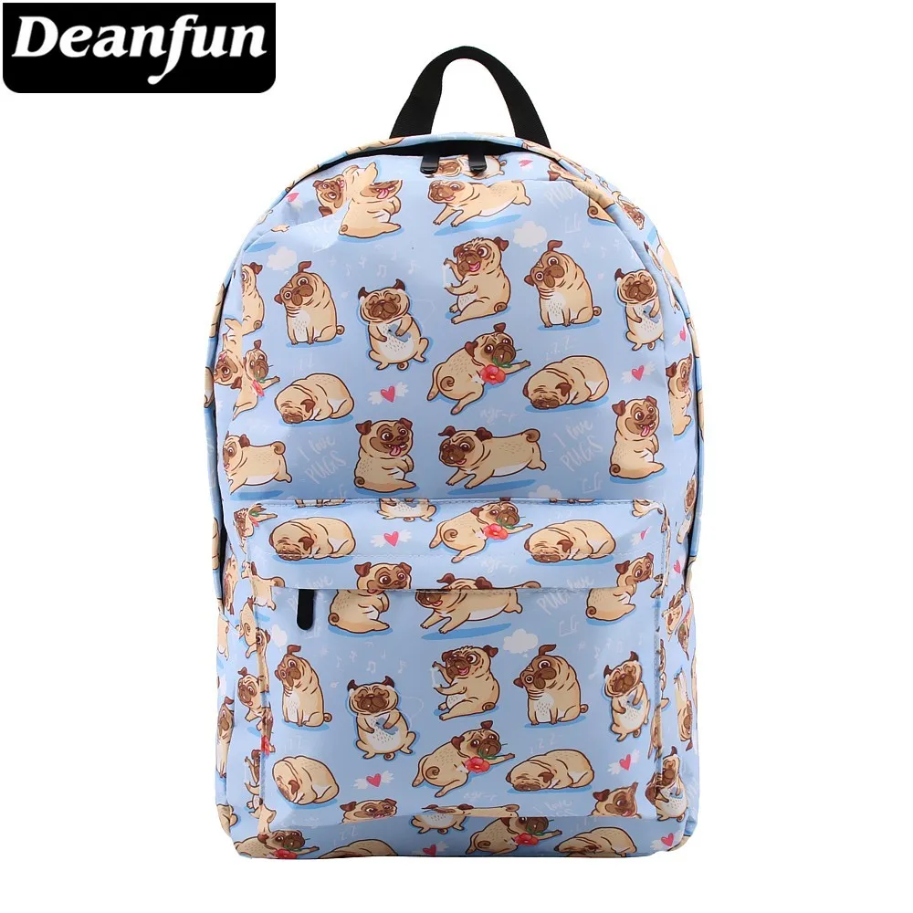 Deanfun рюкзак для девочек Мопс цветок Сердце водонепроницаемый ноутбук рюкзаки