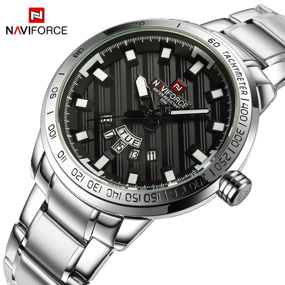Часы NAVIFORCE мужские из нержавеющей стали кварцевые спортивные