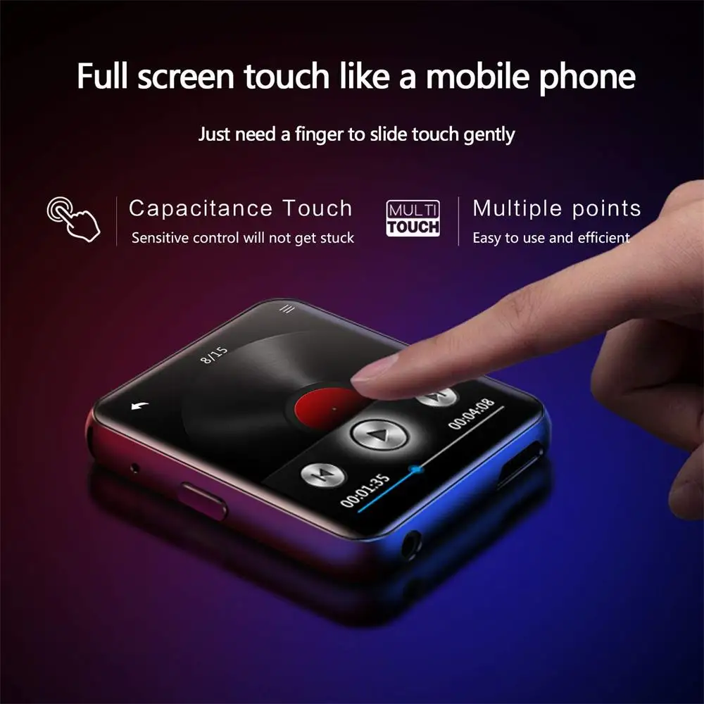 MP4 плеер Bluetooth 4 2 с клипсой 8 ГБ/16 ГБ сенсорный экран Hi Fi металлический видео FM радио