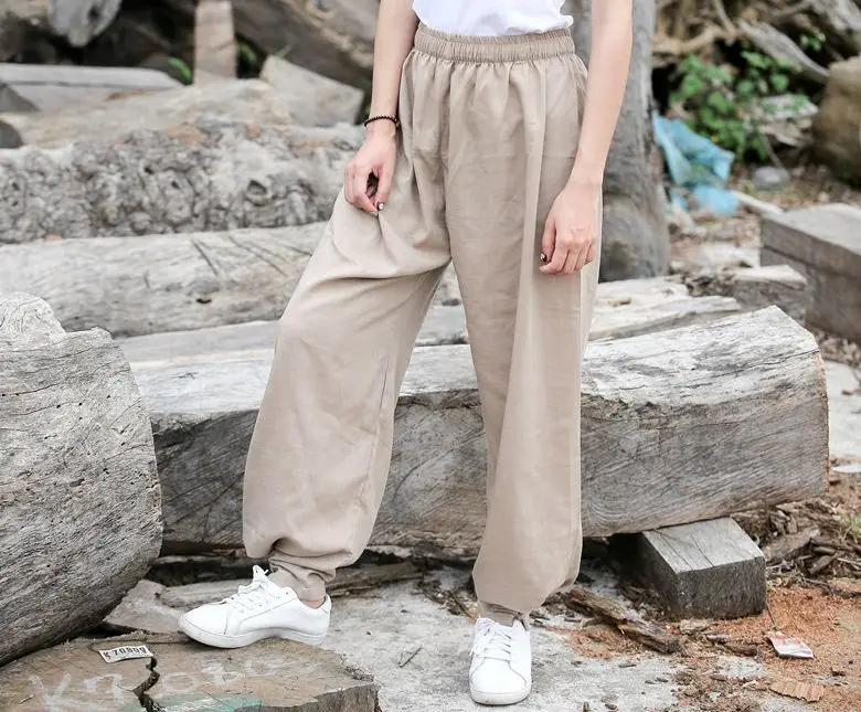 Брюки шаровары унисекс хлопковые и льняные для занятий единоборством кунг фу