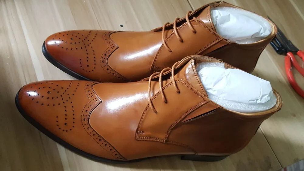 Lace-Up Men's Oxfords Male High Top Shoes Casual Carved Mocassin Homme Genuine Leather Pointed Toes Ankle Boots Dress | Обувь