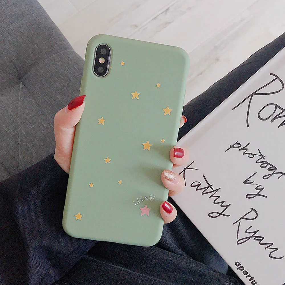 Green Heyytle чехол с блестящей звездой для iPhone X, 7, 8 Plus, 6, 6 S, мягкая Задняя накладка чехла из ТПУ для iPhone XS MAX, XR, чехол с тиснением, чехол - Цвет: Green