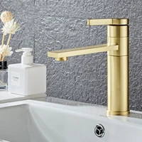 basin faucet solid brass bathroom faucet cold and hot water mixer sink tap single handle deck mounted brushed gold tap