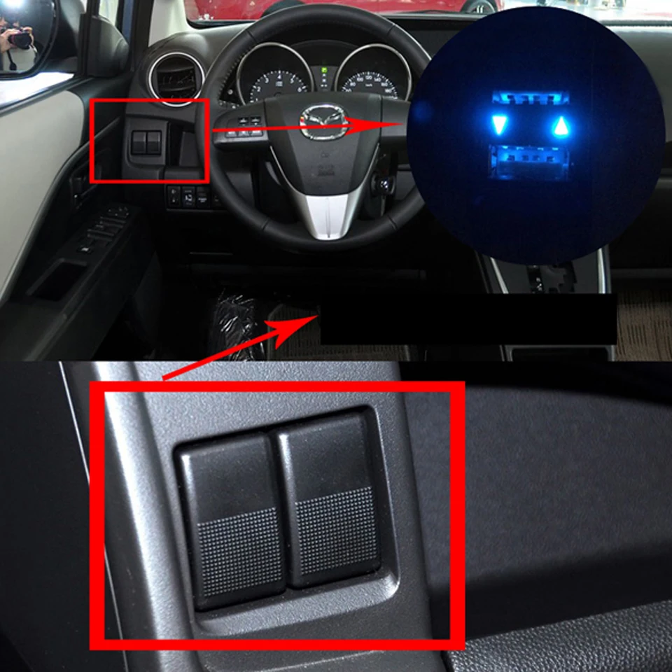 Двойной USB Автомобильное зарядное устройство розетка адаптер 5 в приборная панель крепление Quich зарядка с светодиодный светильник для автомобилей MAZDA