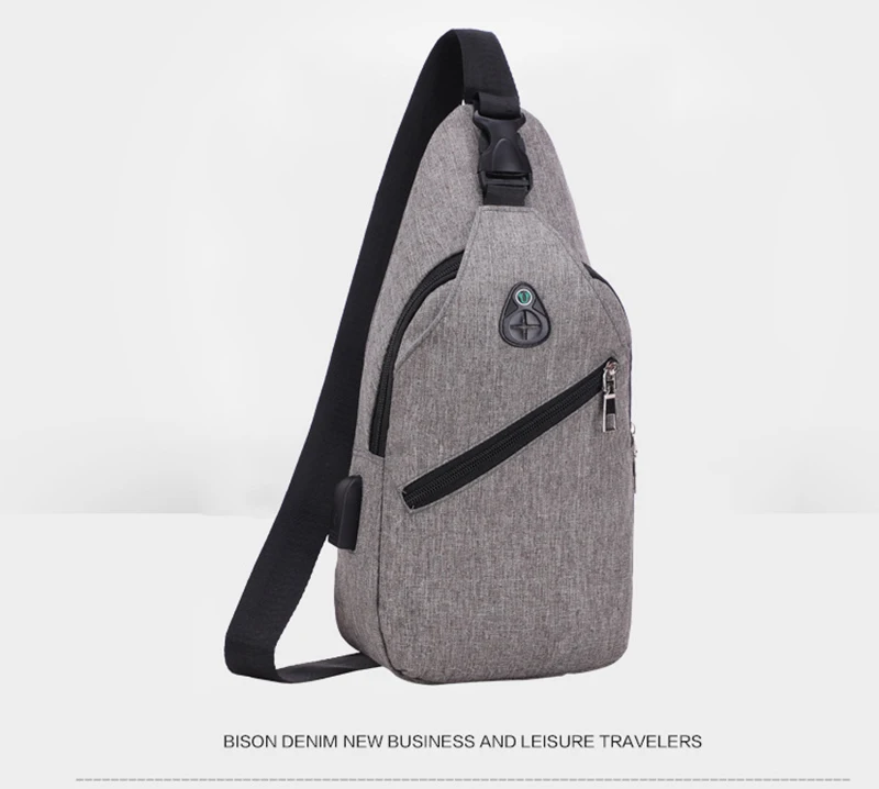 Crossbody Bags for Men Messenger Bags Pack Casual Chest Bags Waterproof Nylon Single Shoulder Strap USB Charging Chest Bags 0112