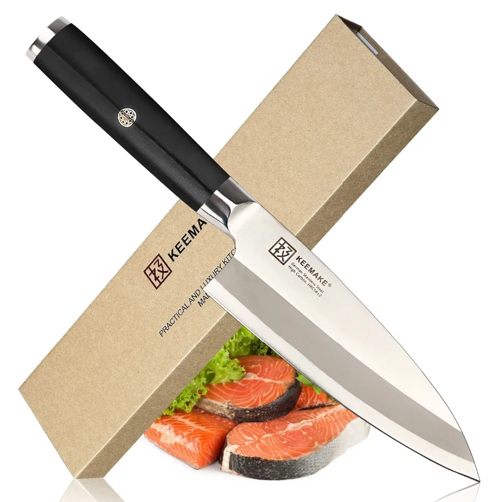 KEEMAKE 6," дюймовый кухонный нож шеф-повара для суши Deba, немецкая 1,4116 сталь, G10+ S/S ручка, бритва, острое лезвие, прочные инструменты для резки мяса