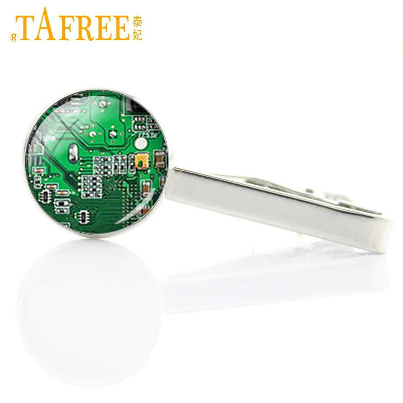 Tafree компьютер зеленый плата искусстве классический галстук pin праздничная
