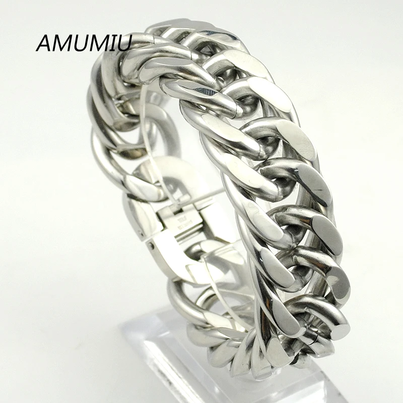 AMUMIU Ширина 22 см ширина мм крутая застежка мужские цепи из нержавеющей стали