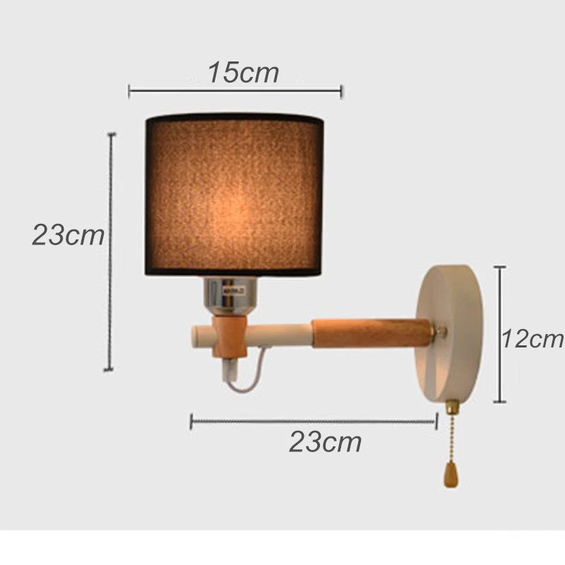 

Nordic Wood Wall Lamps Modern Wall Mounted Luminaire Fabric Lampshade Wall Sconce For Bedside Light Bedroom Lighting Fixtures