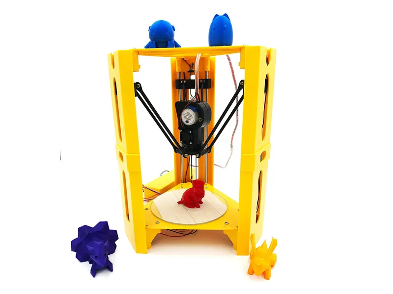 Yellow DV Мини DIY Собранный 3d принтер 101 герой печать размер поддержка Off-line 0,4 сопло Kossel Delta 3d Принтер Комплект 1,75 нити бесплатно - Цвет: Yellow DV
