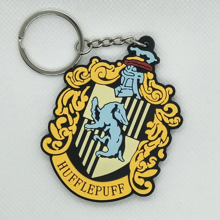 Хогвартс Школа колдовства и волшебства брелок Гриффиндор Hufflepuff Ravenclaw Слизерин Забавный мультфильм ПВХ брелок подарок - Цвет: 201