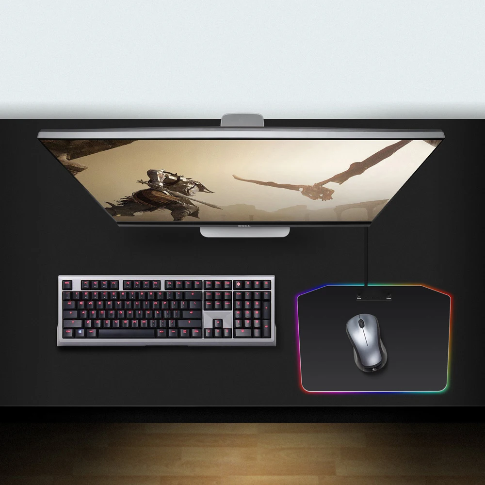 RGB игровой Жесткий коврик для мыши красочный 7 светодио дный светодиодных режимов