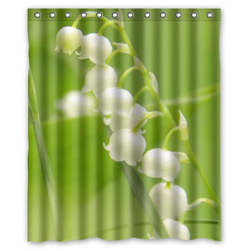 New Fashion Beautiful Flowers Convallaria Polyester Shower Curtain Bathroom Waterproof Bath with Hooks 152x182cm | Дом и сад