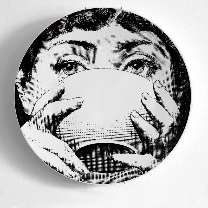 32 10-дюймовая шпилька для Fornasetti таблички для дома украшения Рождественские украшения для ужина пластина декоративная настенная посуда черный, белый цвет настенные тарелки - Цвет: 32