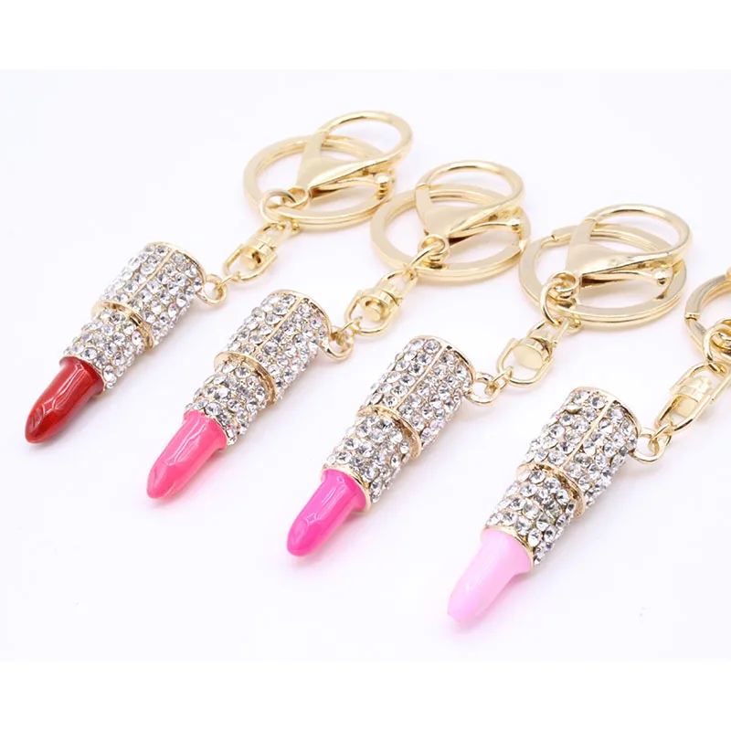 Biety Для женщин Jewelry 5 цветов очарование кристаллов брелок помада Key Holder со стразами