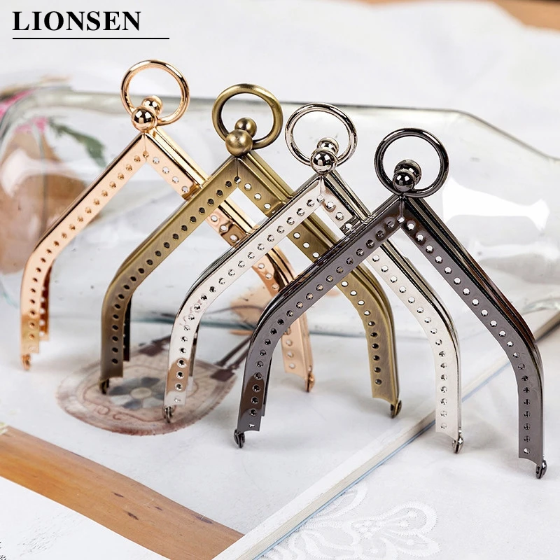 LIONSEN 11 см треугольная Сумочка Рамка Поцелуй застежка DIY металлические аксессуары для сумки рамка винтажный Кошелек для монет металлическая Сумка-клатч рамка