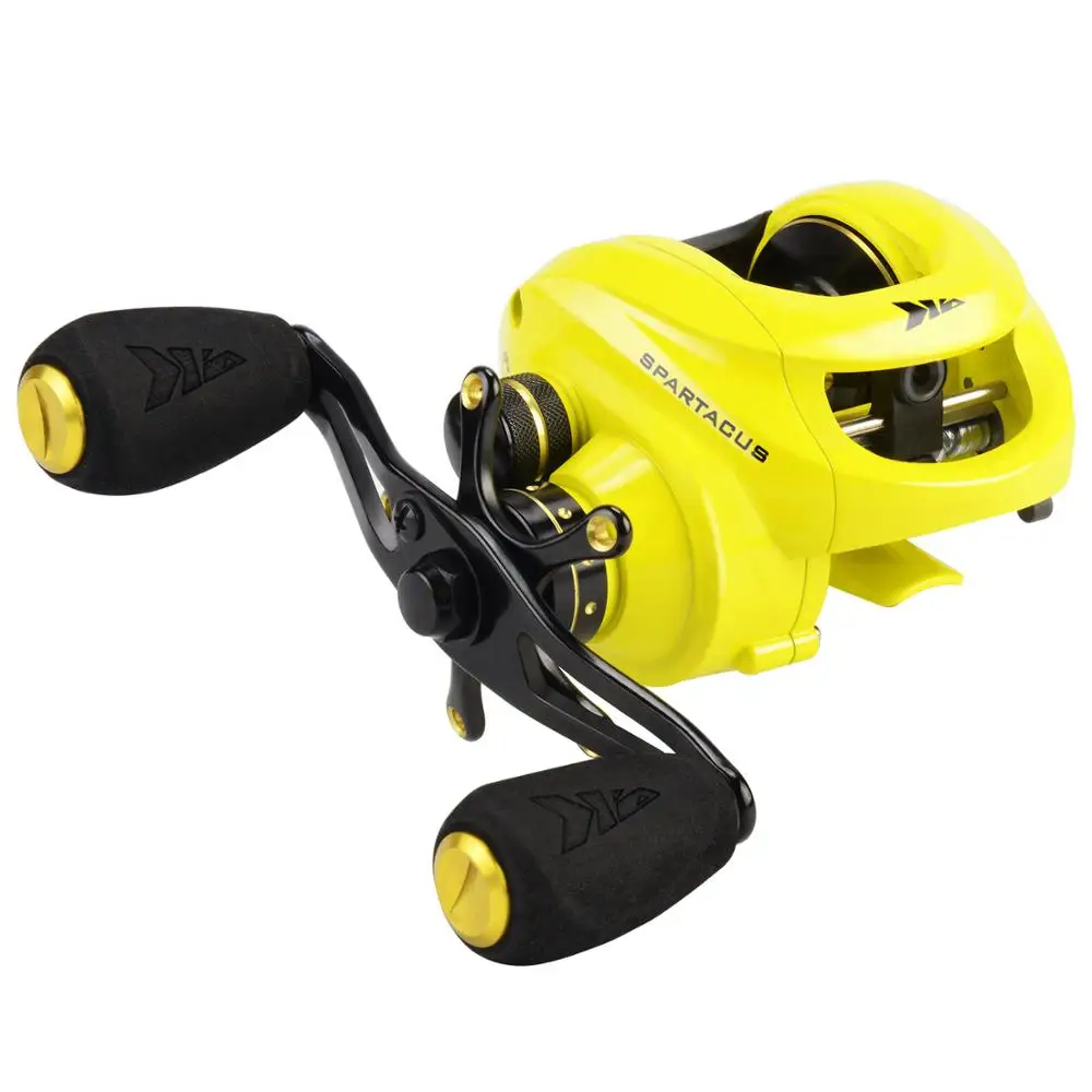 Yellow KastKing Спартак 4 разных цвета 8 кг Макс. Сила сопротивления катушка для baitcasing двойной тормозной системы спиннинговая катушка для ловли рыбы в пресноводных водоемах - Цвет: Yellow