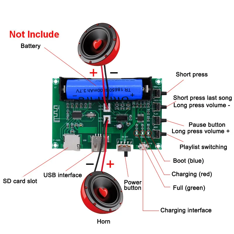 HOT Digital Bluetooth Audio Power Amplifier Board 2 Channel 5V PAM8403 5W+5W BUS66 | Электроника