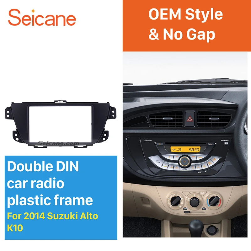 

Seicane 173*98/178*100/178*102mm refitting Trim Kit OEM 2 Din Car Stereo Panel Frame Fascia for SUZUKI ALTO K10 UV Black