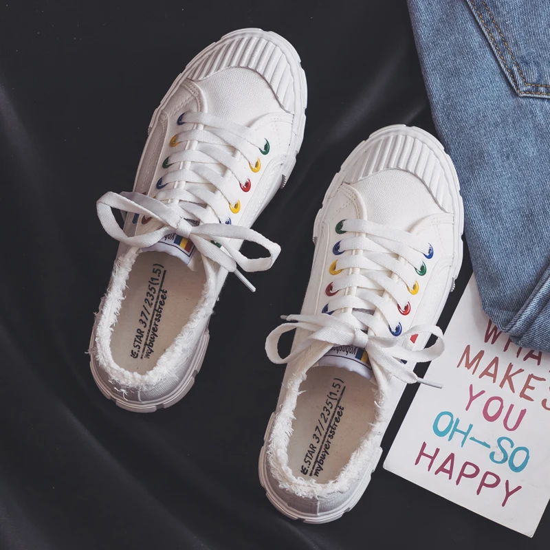 Женская белая парусиновая Обувь На Шнуровке однотонные кроссовки Zapatillas Deportivas Mujer